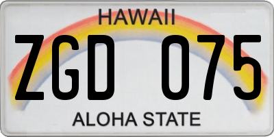 HI license plate ZGD075