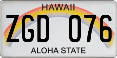 HI license plate ZGD076