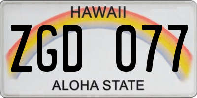 HI license plate ZGD077