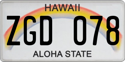 HI license plate ZGD078