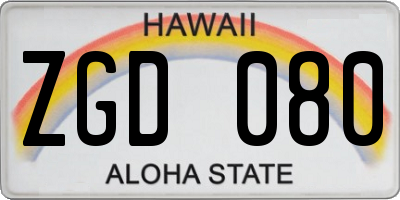 HI license plate ZGD080
