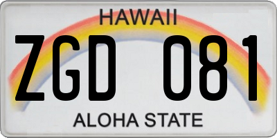 HI license plate ZGD081