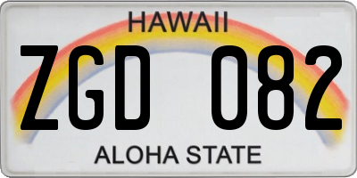 HI license plate ZGD082