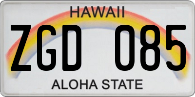HI license plate ZGD085