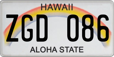 HI license plate ZGD086