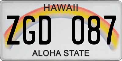 HI license plate ZGD087