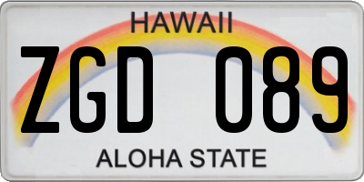 HI license plate ZGD089