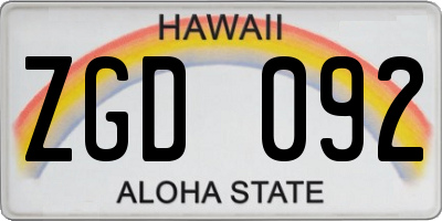 HI license plate ZGD092