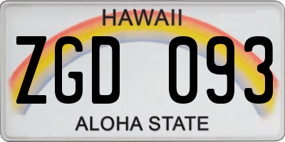 HI license plate ZGD093