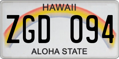 HI license plate ZGD094