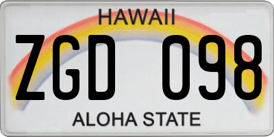 HI license plate ZGD098