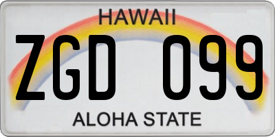HI license plate ZGD099