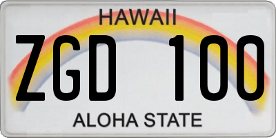 HI license plate ZGD100
