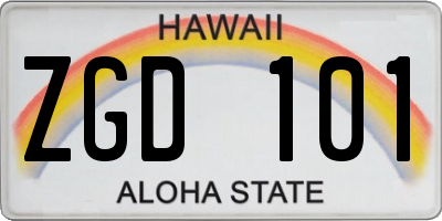 HI license plate ZGD101