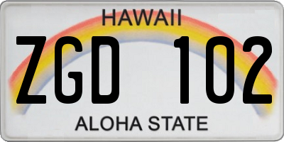 HI license plate ZGD102
