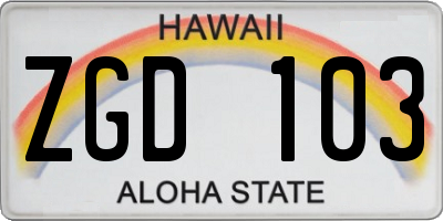 HI license plate ZGD103