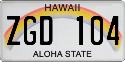 HI license plate ZGD104