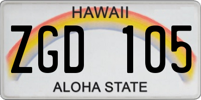 HI license plate ZGD105
