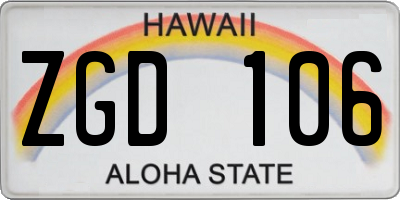 HI license plate ZGD106