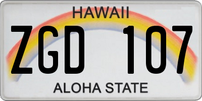 HI license plate ZGD107