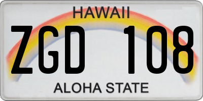 HI license plate ZGD108
