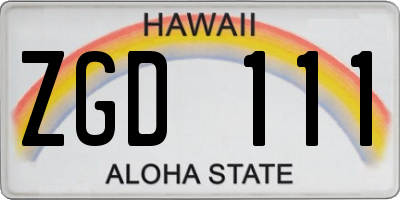HI license plate ZGD111