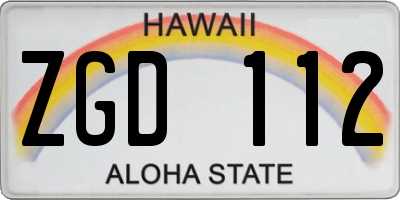 HI license plate ZGD112