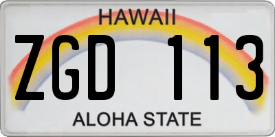 HI license plate ZGD113