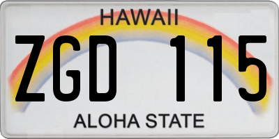 HI license plate ZGD115