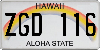 HI license plate ZGD116