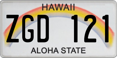 HI license plate ZGD121