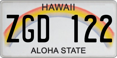 HI license plate ZGD122