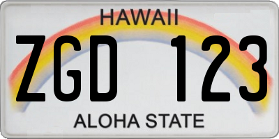 HI license plate ZGD123