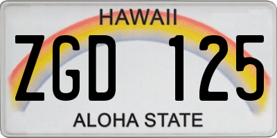 HI license plate ZGD125