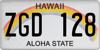 HI license plate ZGD128