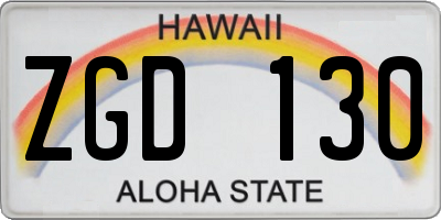 HI license plate ZGD130