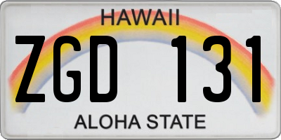 HI license plate ZGD131
