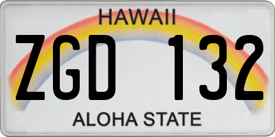 HI license plate ZGD132