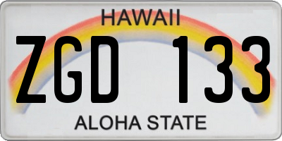 HI license plate ZGD133