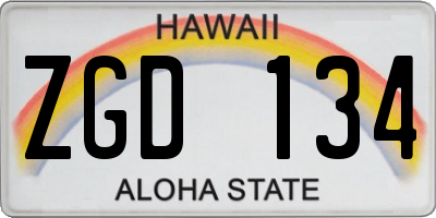 HI license plate ZGD134
