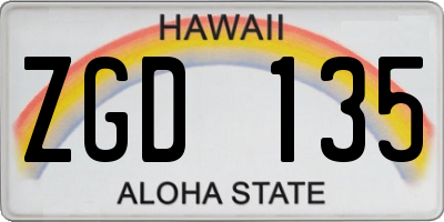 HI license plate ZGD135