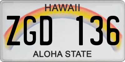 HI license plate ZGD136