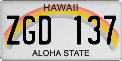 HI license plate ZGD137
