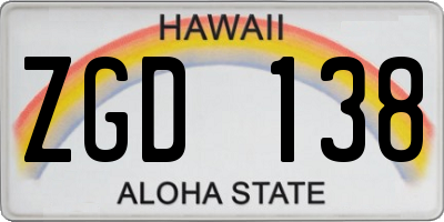 HI license plate ZGD138