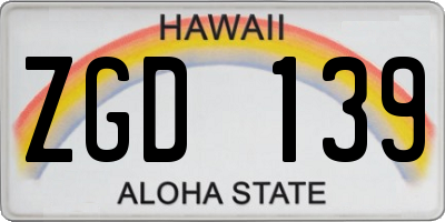 HI license plate ZGD139