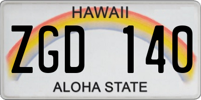 HI license plate ZGD140