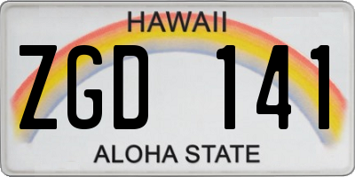 HI license plate ZGD141