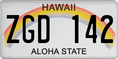 HI license plate ZGD142