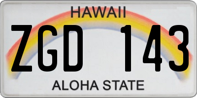 HI license plate ZGD143