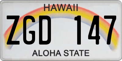 HI license plate ZGD147